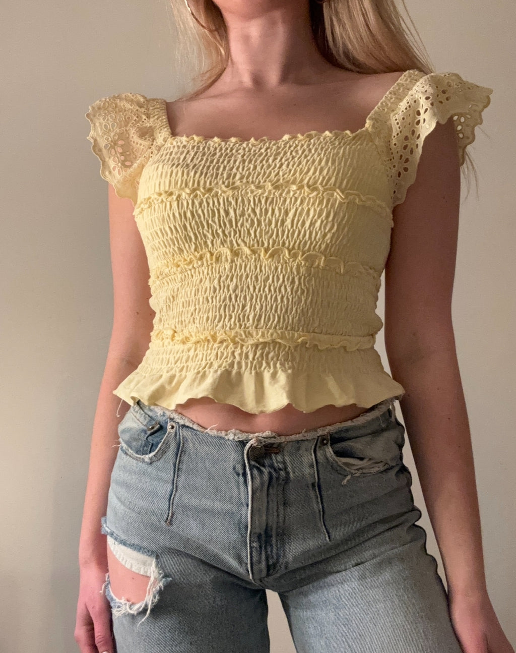Eyelet Smocked Top