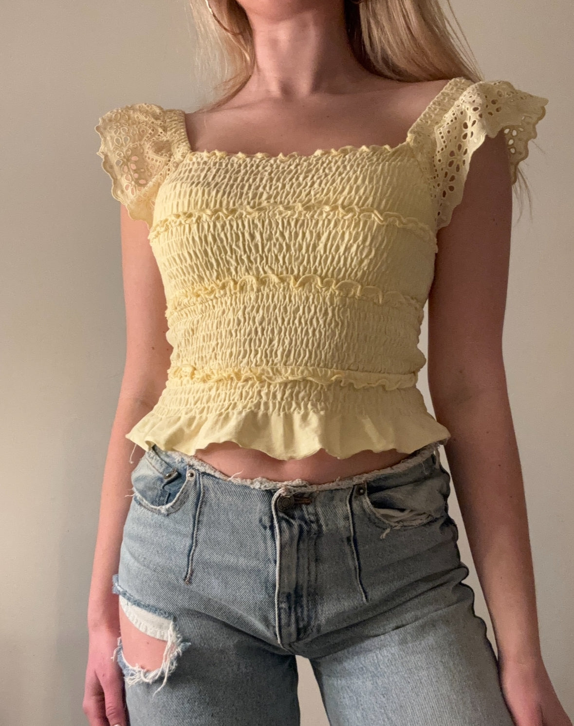 Eyelet Smocked Top