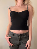 Crystal Strap Ribbed Cami
