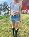 Eyelet Lace-Up Crop