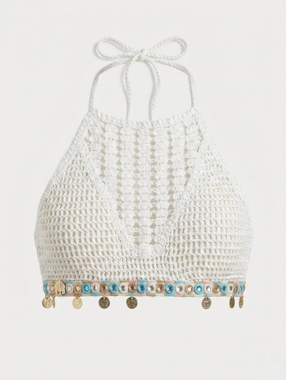 Crochet Coin Halter front