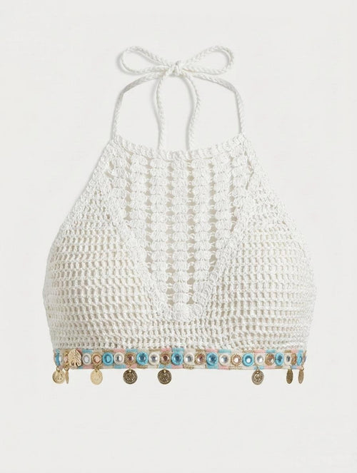 Crochet Coin Halter front