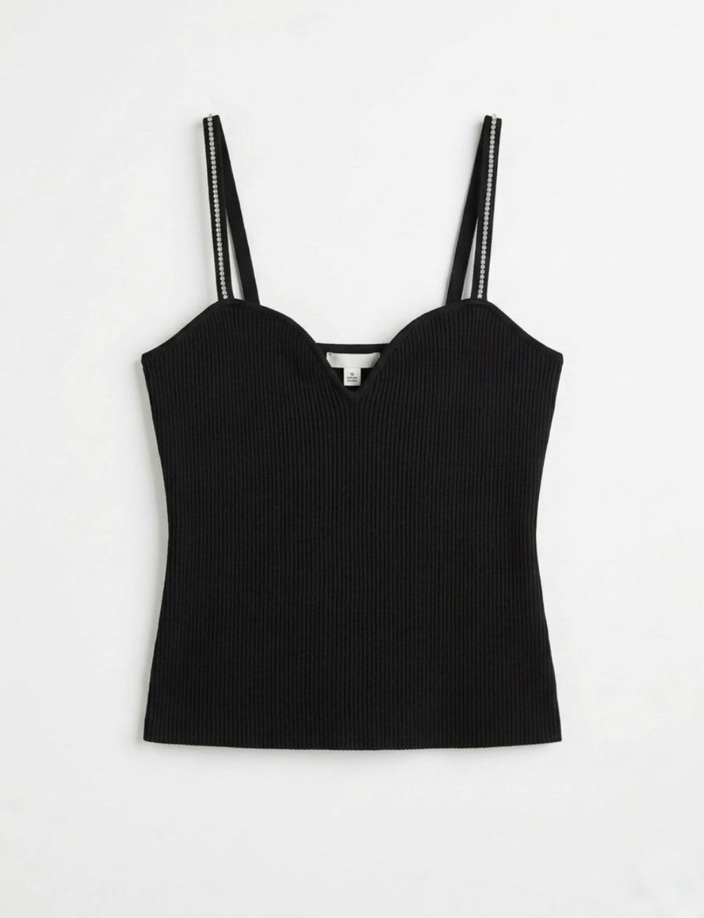 Crystal Strap Ribbed Cami front