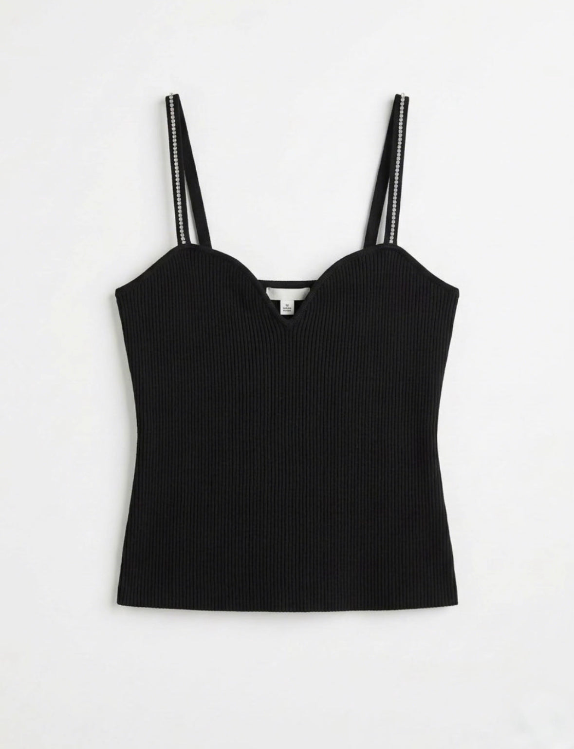 Crystal Strap Ribbed Cami front
