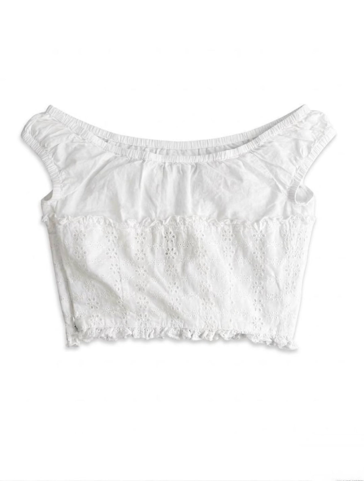Eyelet Lace-Up Crop back