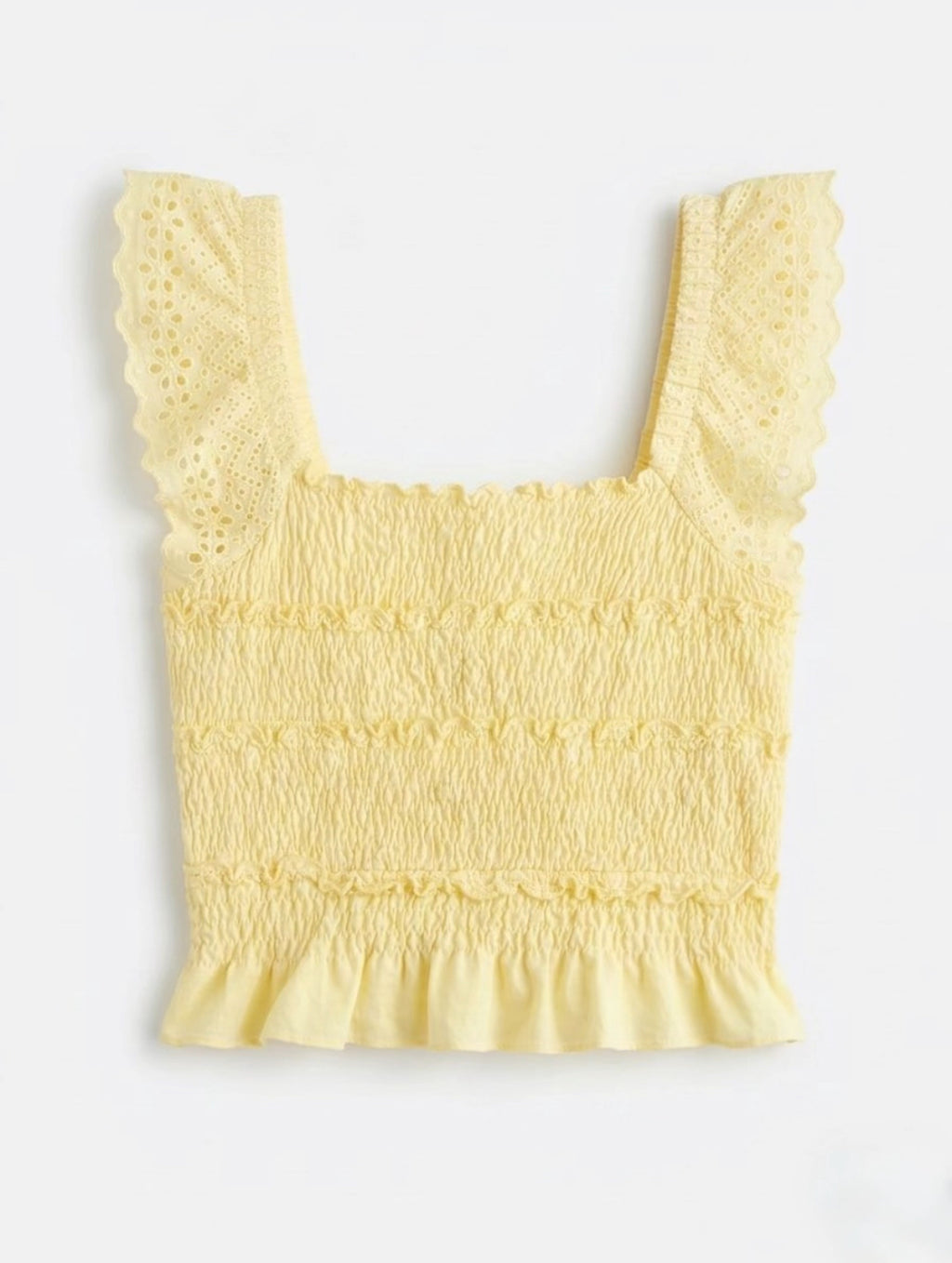 Eyelet Smocked Top front